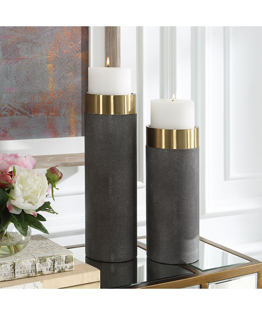 Wessex Gray Candleholders, Set of 2