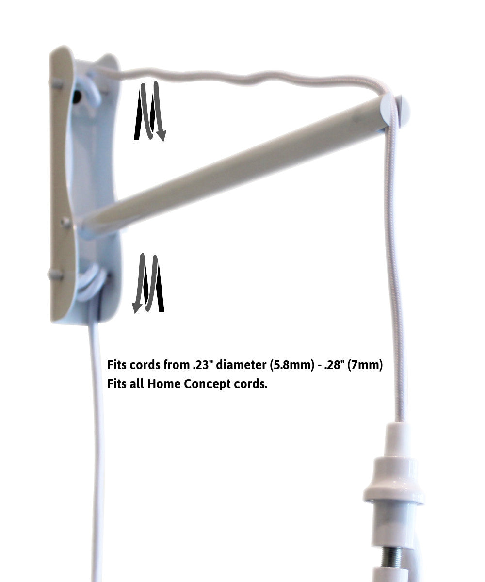 MAST Plug-In Wall Mount Pendant, 2 Light White Cord/Arm with Diffuser, Rounded Corner Square White Drum Shade 12"W