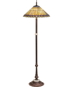24" High Tiffany Jeweled Peacock Floor Lamp