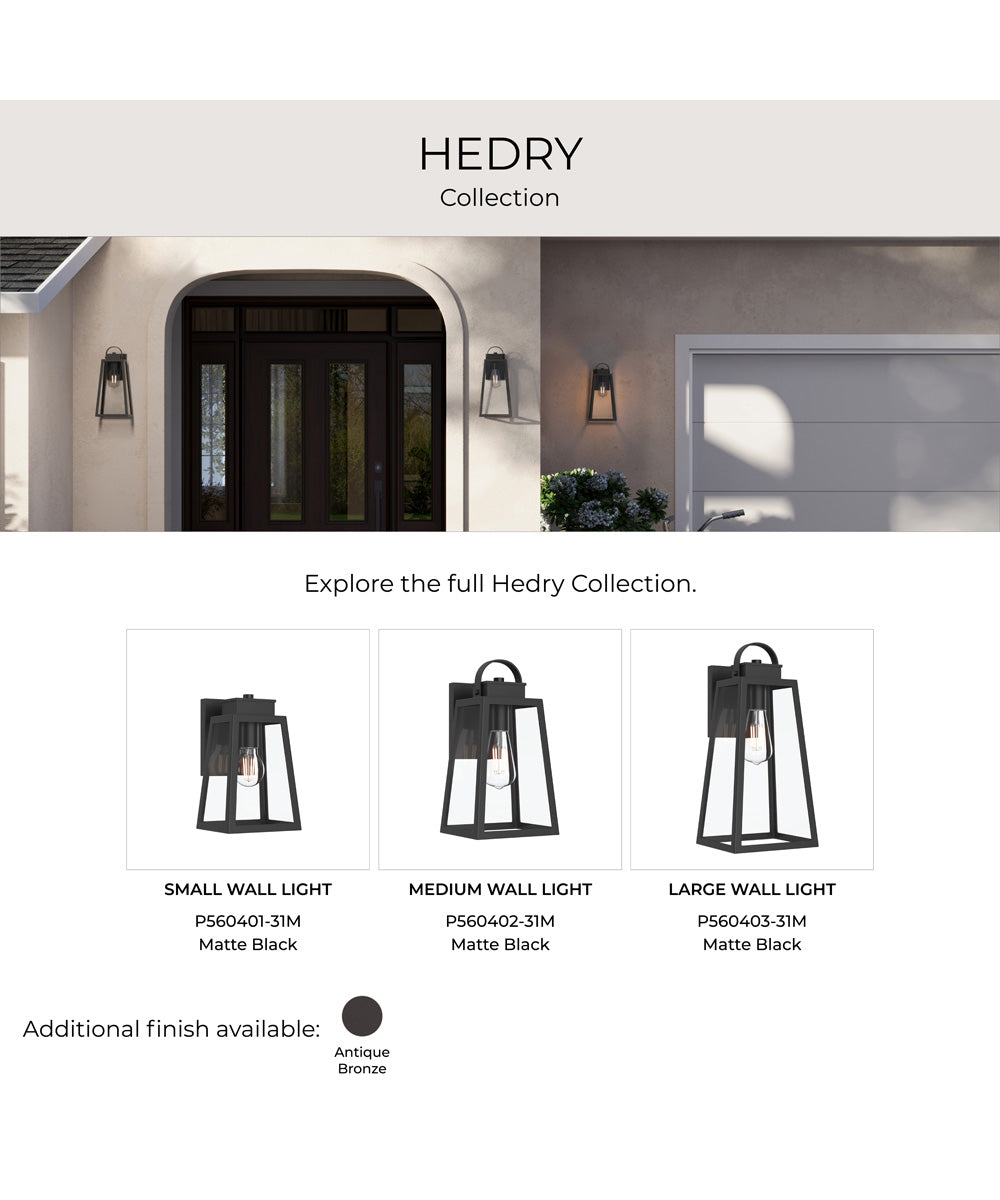 Hedry Small Outdoor Wall Lantern with Clear Glass Panels Matte Black