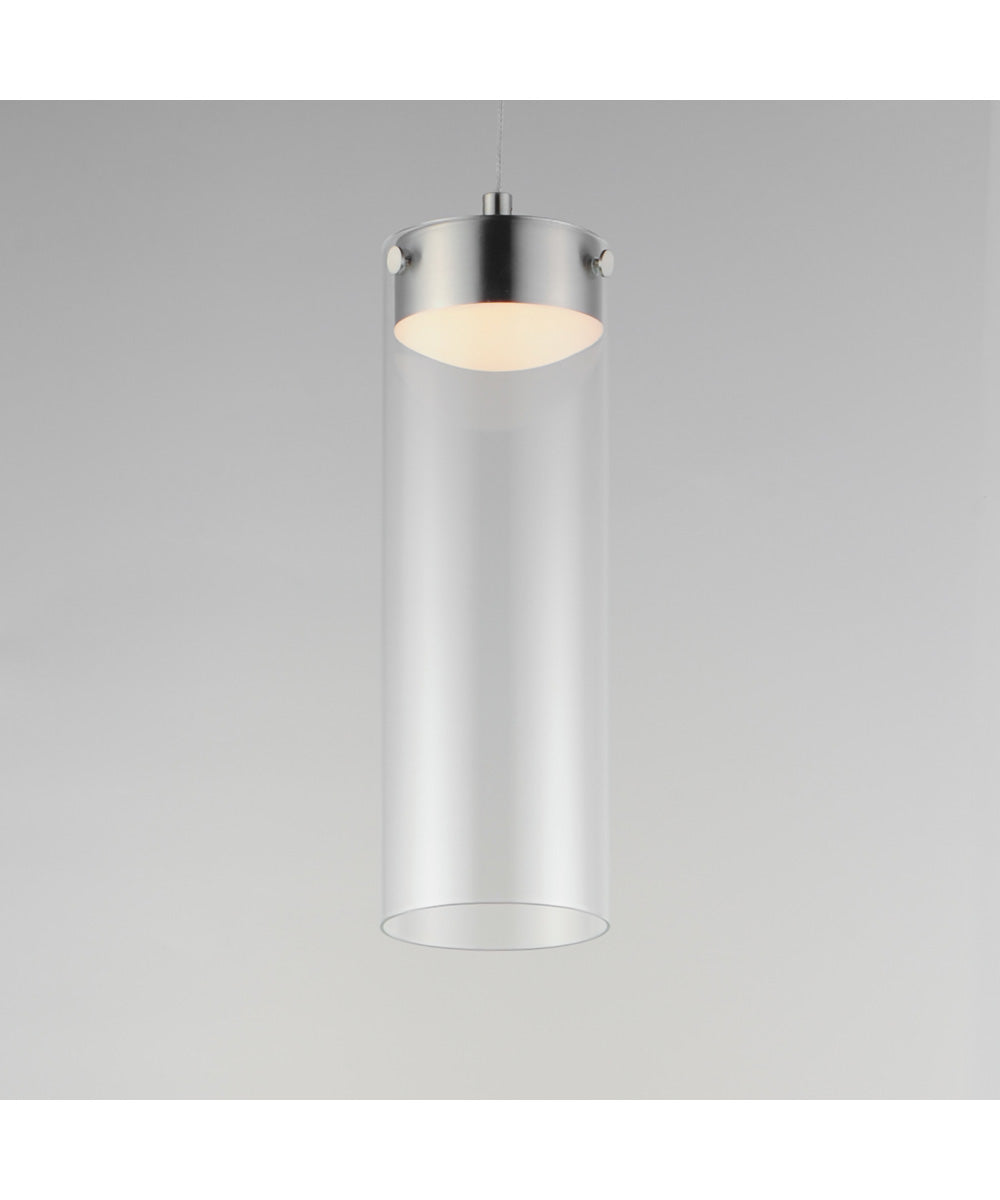 Highball Clear LED Pendant Satin Nickel