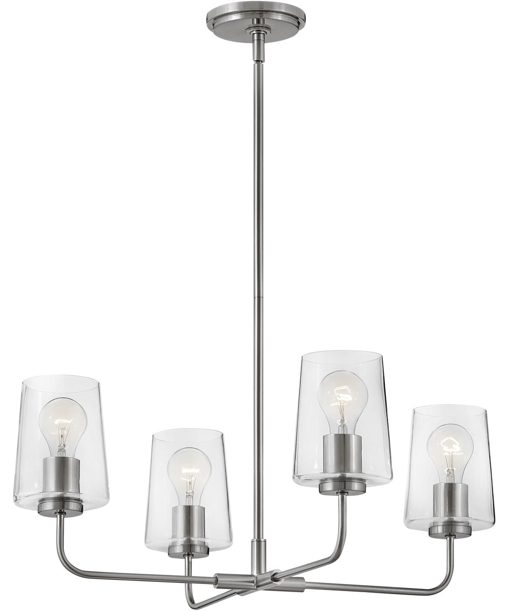 Kline 4-Light Medium Single Tier Chandelier in Brushed Nickel