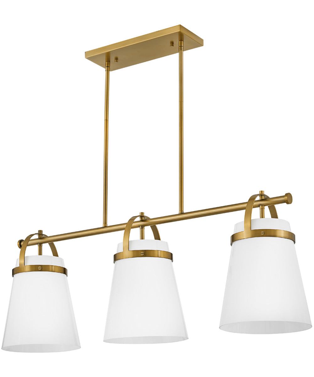 Tori 1-Light Large Three Light Linear Chandelier in Lacquered Brass