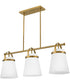 Tori 1-Light Large Three Light Linear Chandelier in Lacquered Brass