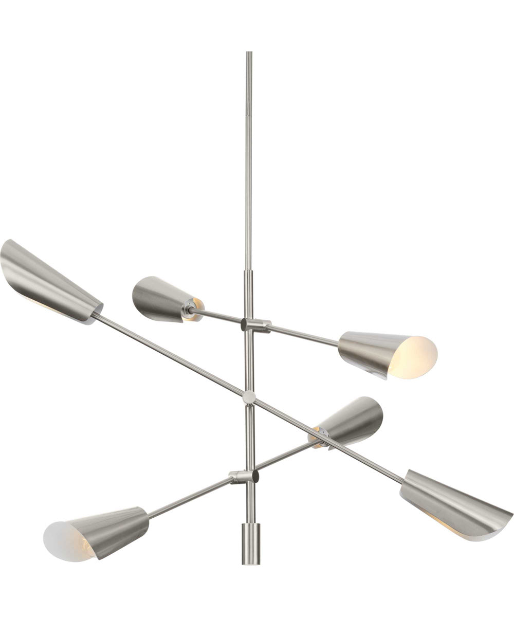 Cornett 6-Light Contemporary Chandelier Brushed Nickel