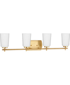 Adley 4-Light Etched Opal Glass New Traditional Bath Vanity Light Satin Brass