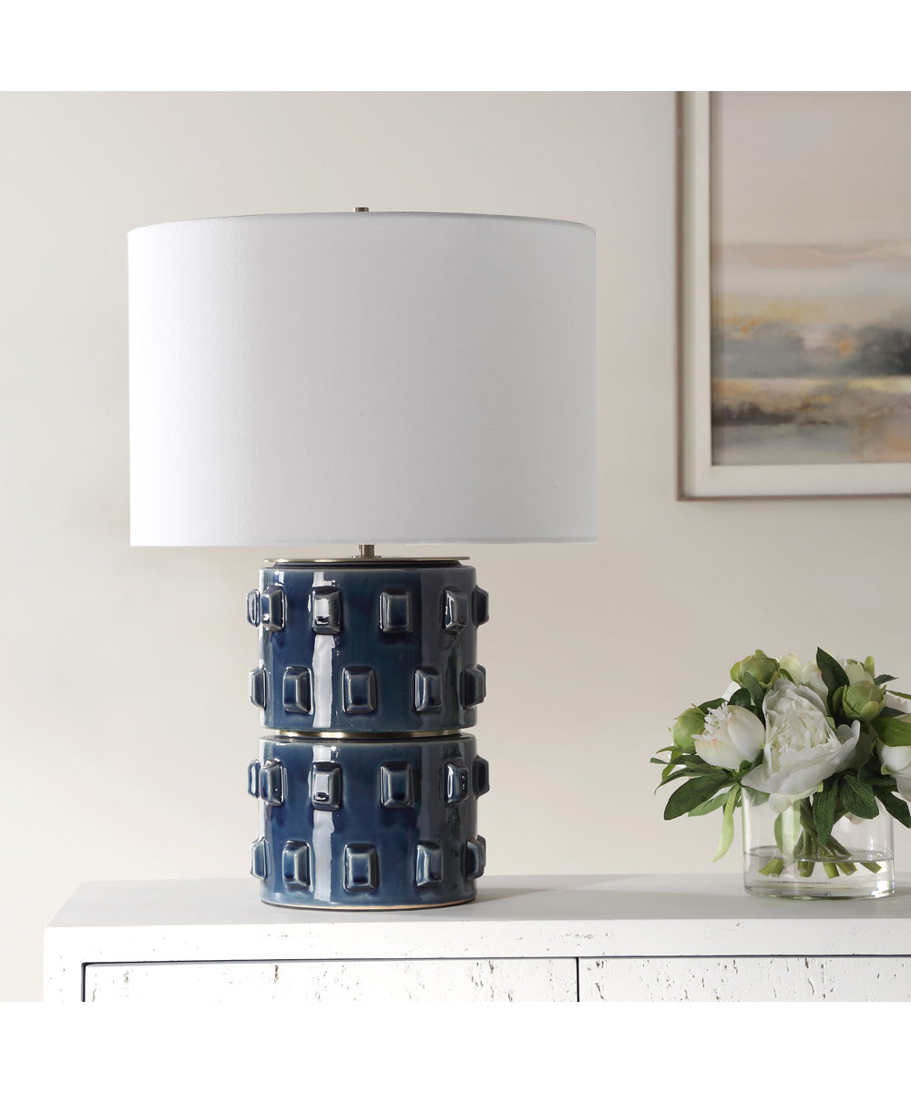 Round Ceramic Table Lamp in Blue