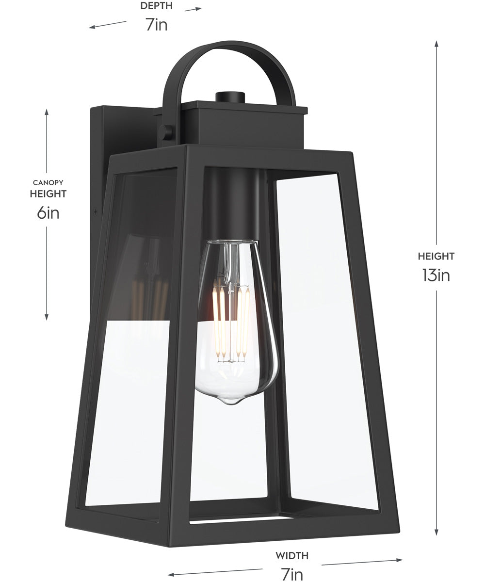 Hedry Medium Outdoor Wall Lantern with Clear Glass Panels Matte Black