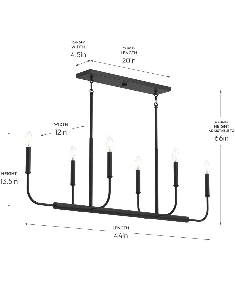 Reines 6-Light Linear Chandelier Matte Black