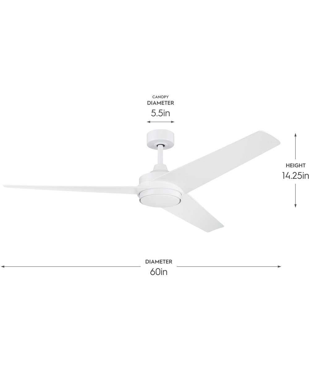 Velto 60-in. 3-Blade LED Modern Ceiling Fan Matte White
