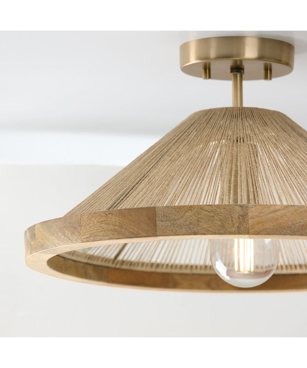 Maya 1-Light Semi-Flush Matte Brass