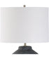 Ceramic Table Lamp in Weathered Black with White Linen