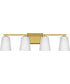Vertex 4-Light Etched White Glass Contemporary Bath Light Brushed Gold