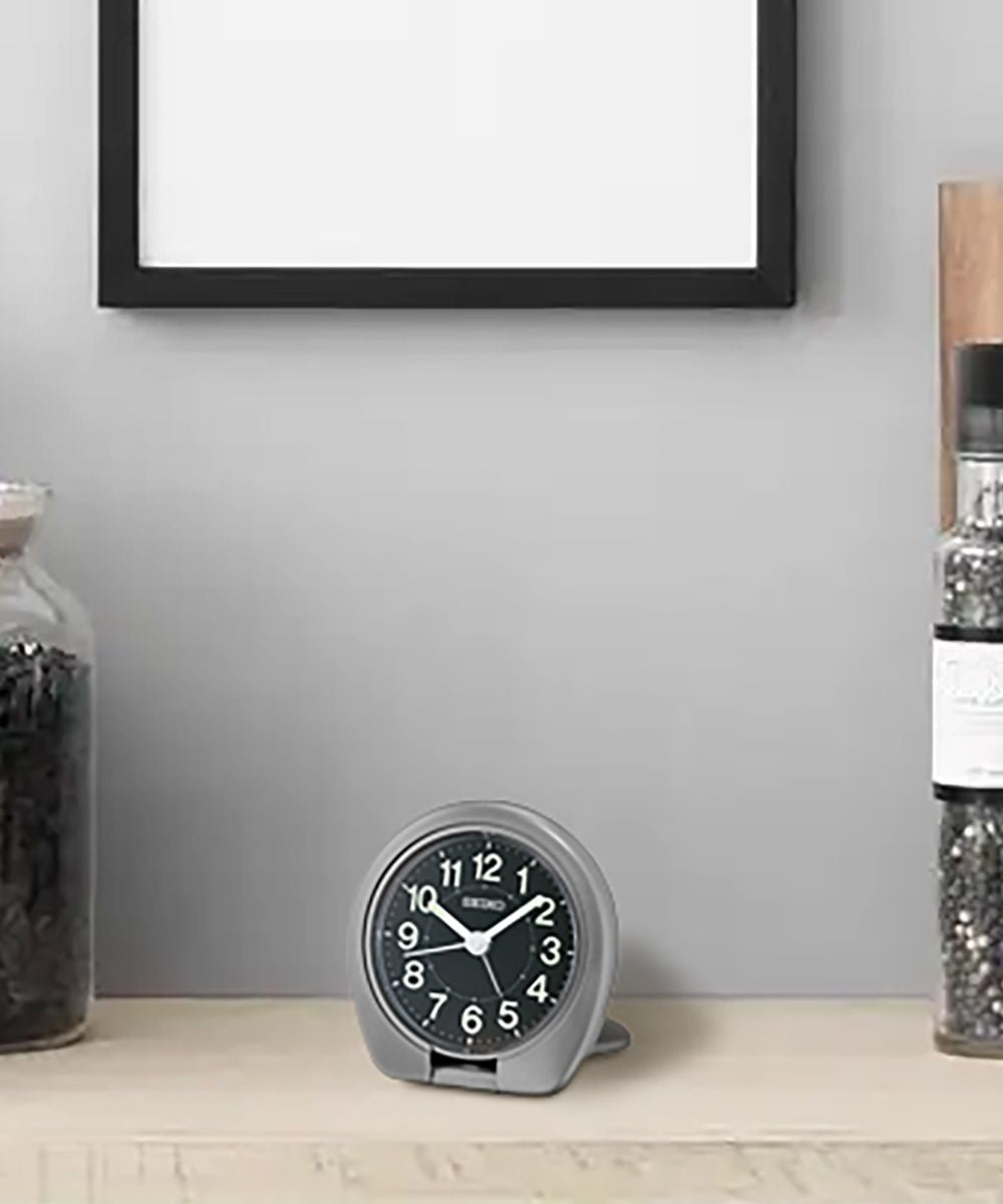 OPEN BOX Travel Alarm Clock Sakai Metallic Dark Silver