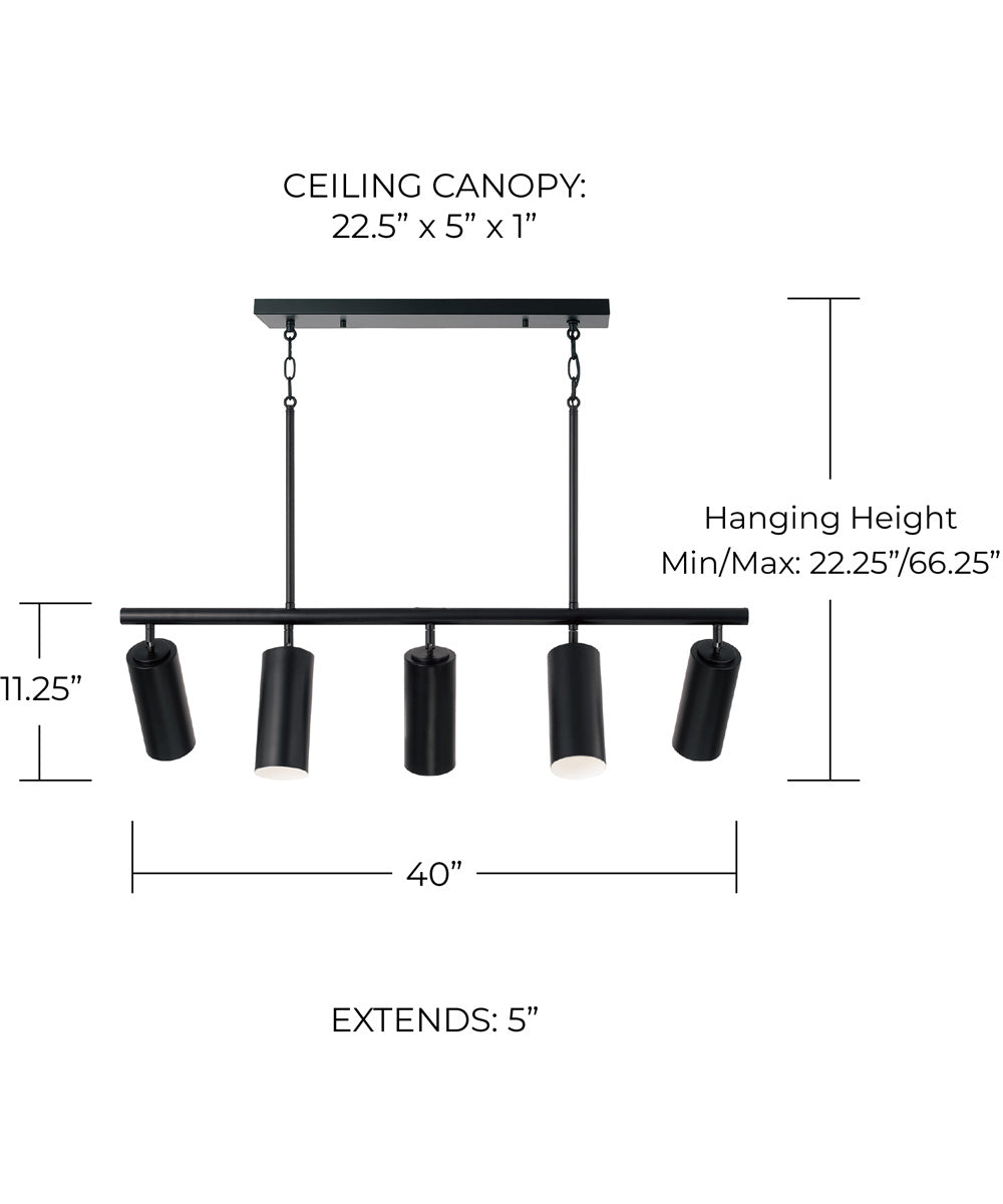 Robbie 5 -Light-Linear Chandelier Matte Black