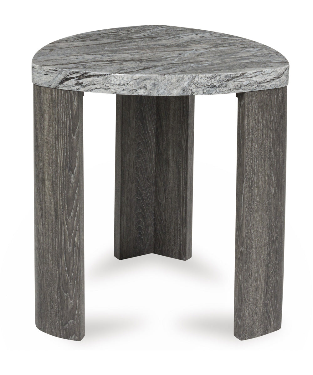Surmour Triangle End Table Gray/Brown