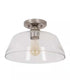 Catalina 13"W 1-Light Semi Flush Mount Vintage Light Fixture Brushed Nickel Finish with Glass Shade