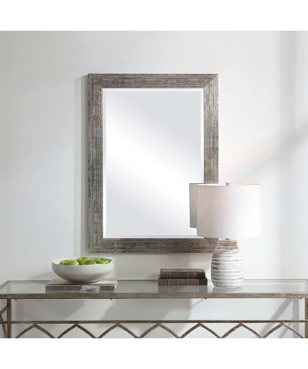 26x36" Wall Mirror Slightly Raised in Silver Tones