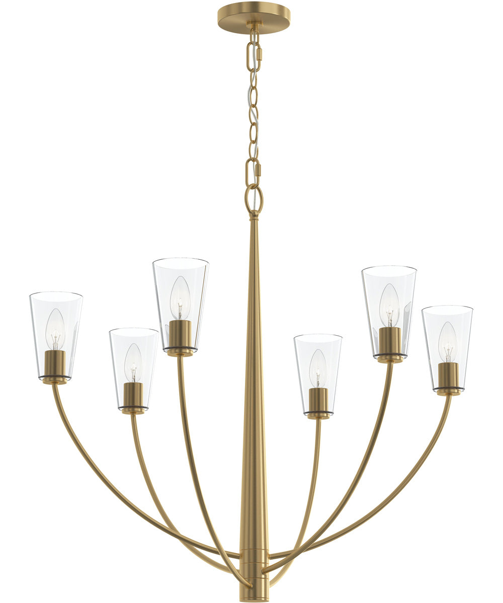 Jheni 6-Light Chandelier with Clear Glass Shades Brushed Gold