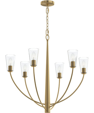 Jheni 6-Light Chandelier with Clear Glass Shades Brushed Gold