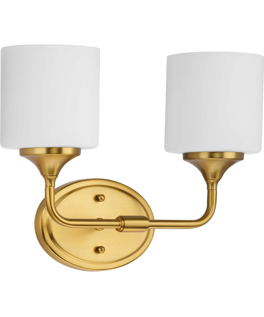 Lynzie 2-Light Etched Opal Glass Modern Bath Vanity Light Brushed Gold