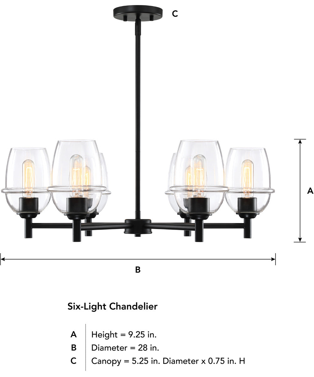 Summer Jazz 6 Light Chandelier Matte Black