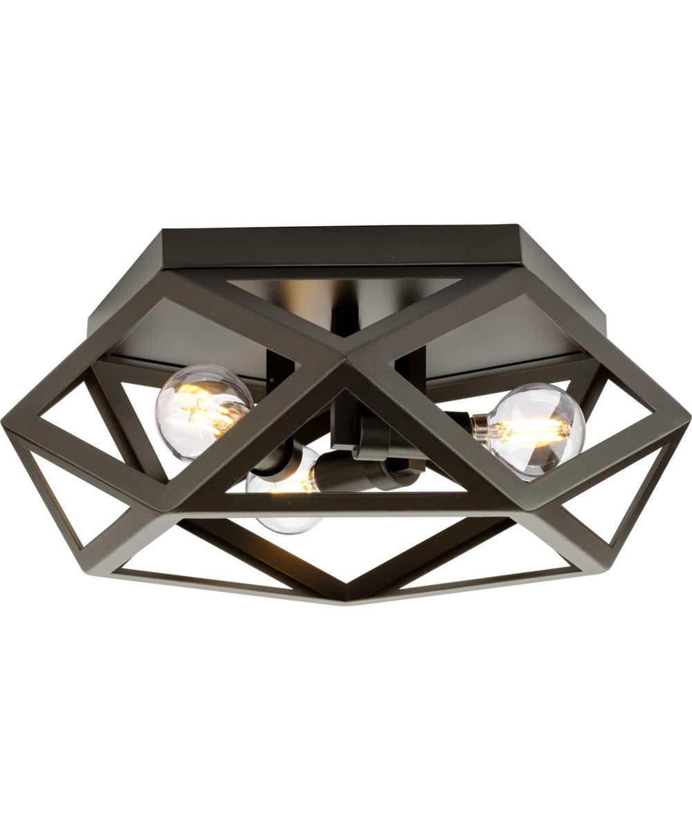 Saucedo 3-Light Modern 14.6" Flush Mount Architectural Bronze