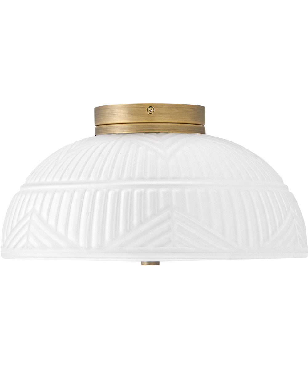 Devon 2-Light Small Flush Mount in Lacquered Brass