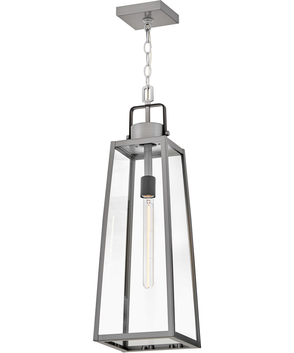 Hugh 1-Light Large Hanging Lantern in Antique Brushed Aluminum