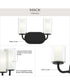 Mack 2-Light Vanity Light with Layered Glass Shades Matte Black
