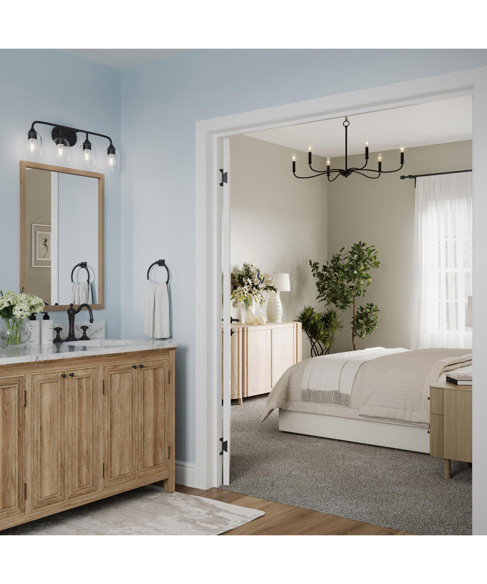 Ilia 4-Light Bath Vanity with Clear Glass Shade Matte Black