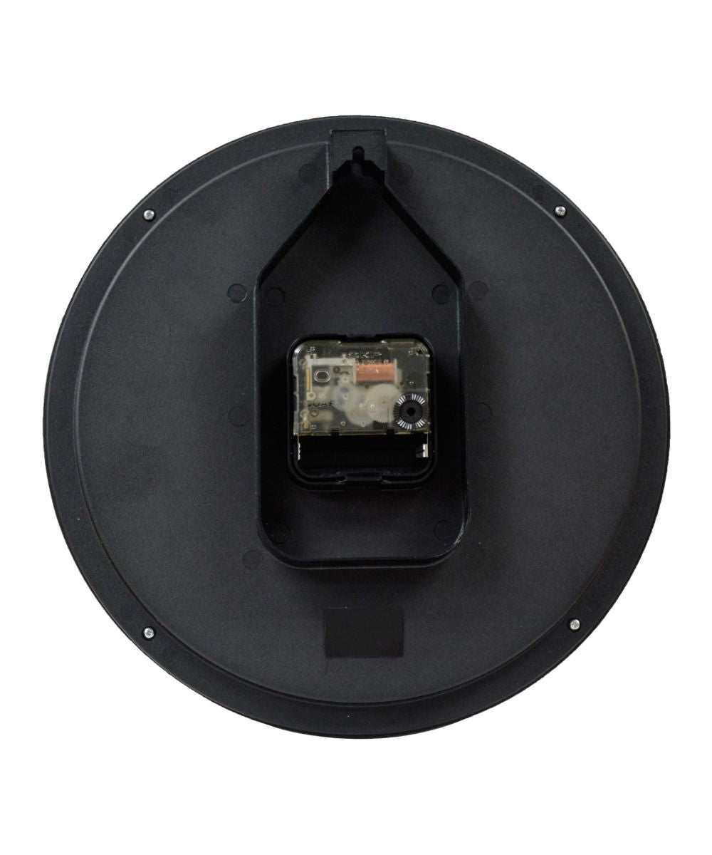 Silver Framed Black Wall Clock Luminous Hands