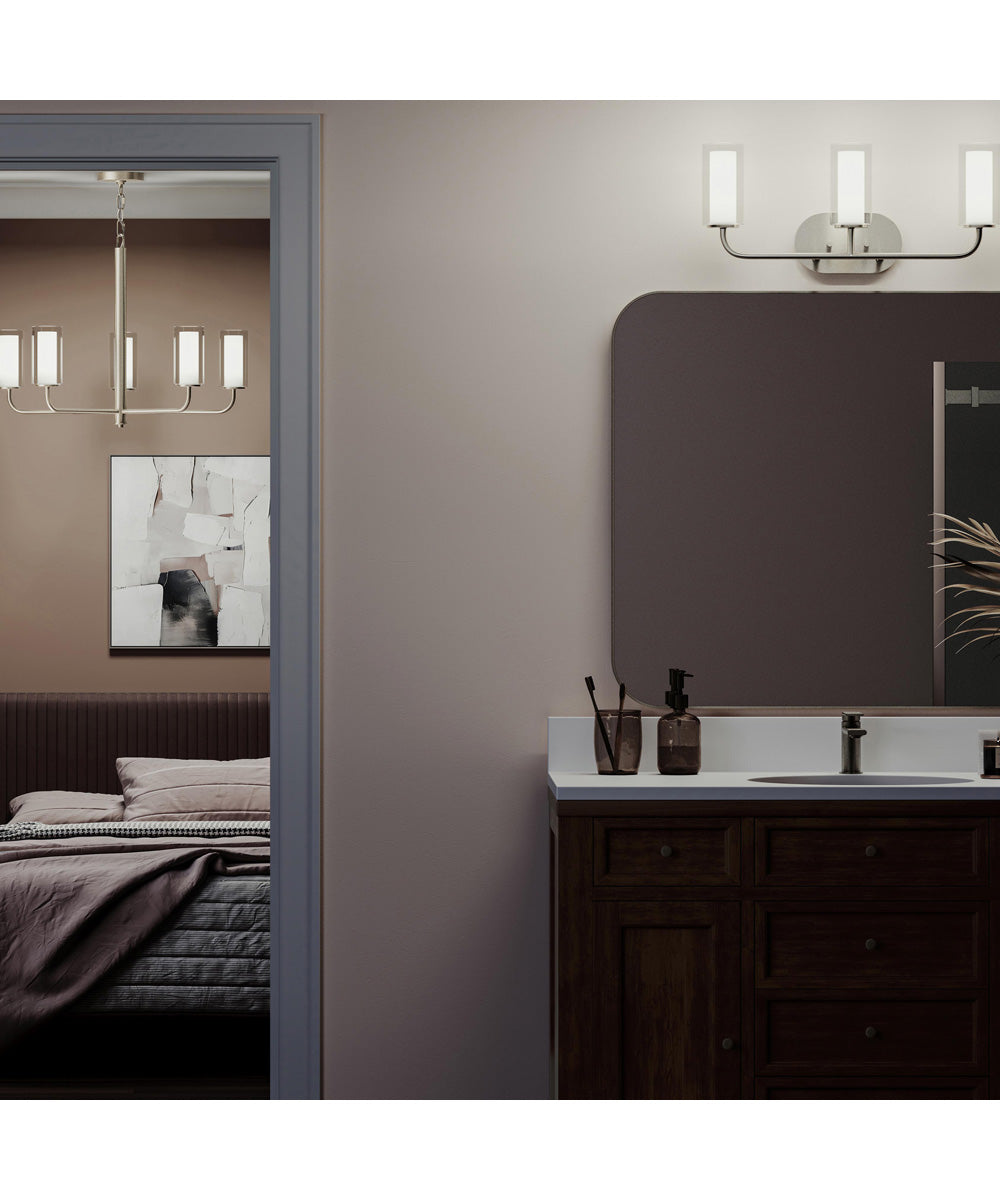 Mack 3-Light Vanity Light with Layered Glass Shades Brushed Nickel