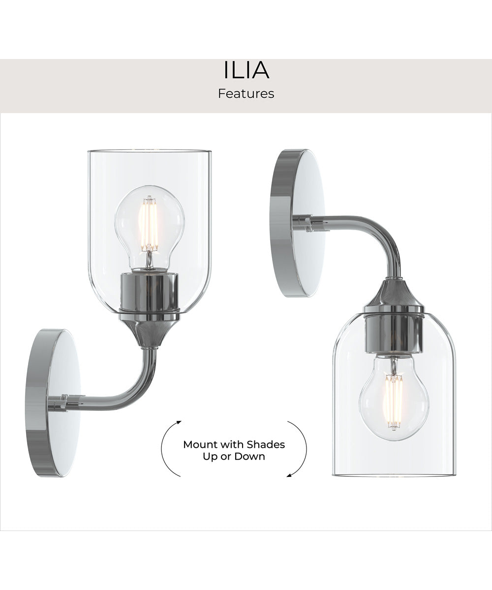 Ilia 1-Light Wall Sconce with Clear Glass Shade Polished Chrome