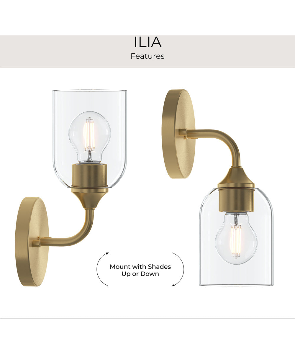 Ilia 1-Light Wall Sconce with Clear Glass Shade Brushed Gold