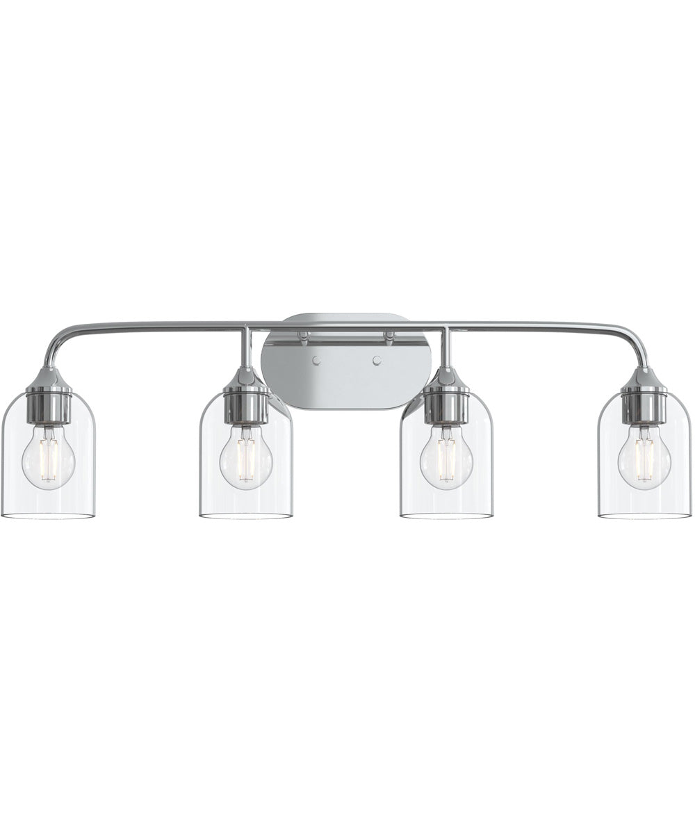 Ilia 4-Light Bath Vanity with Clear Glass Shade Polished Chrome