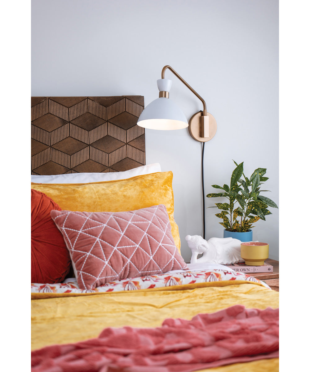 Simon 1-Light Medium Single Light Plug-in Sconce in Matte White