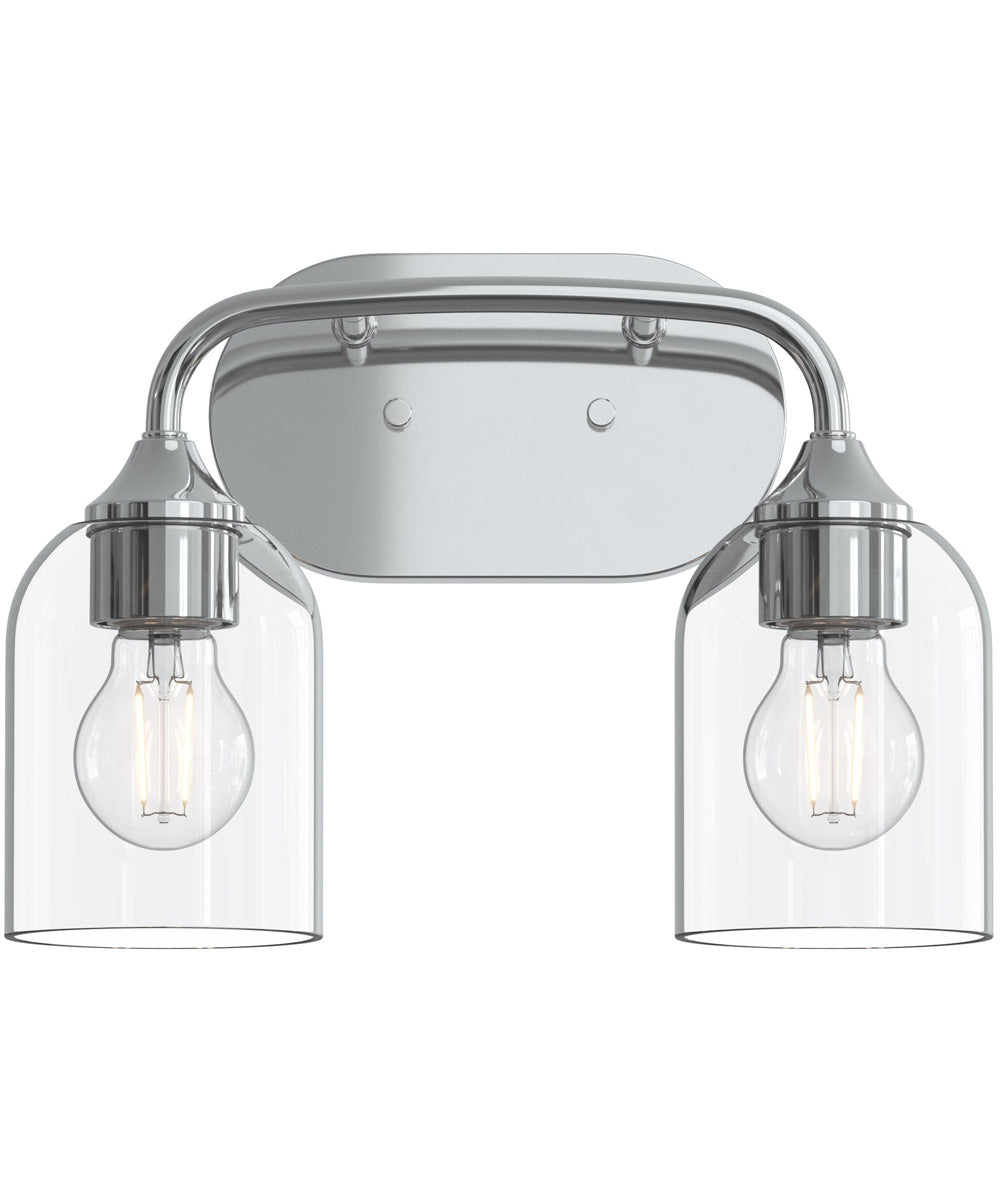 Ilia 2-Light Bath Vanity with Clear Glass Shade Polished Chrome