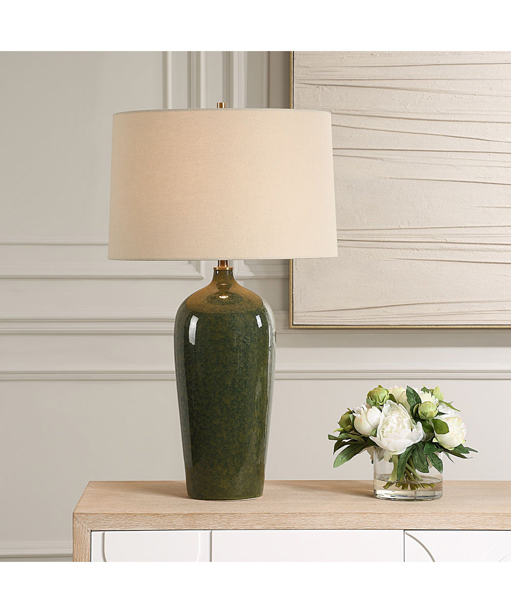 Ceramic Table Lamp with Emerald Green Glaze