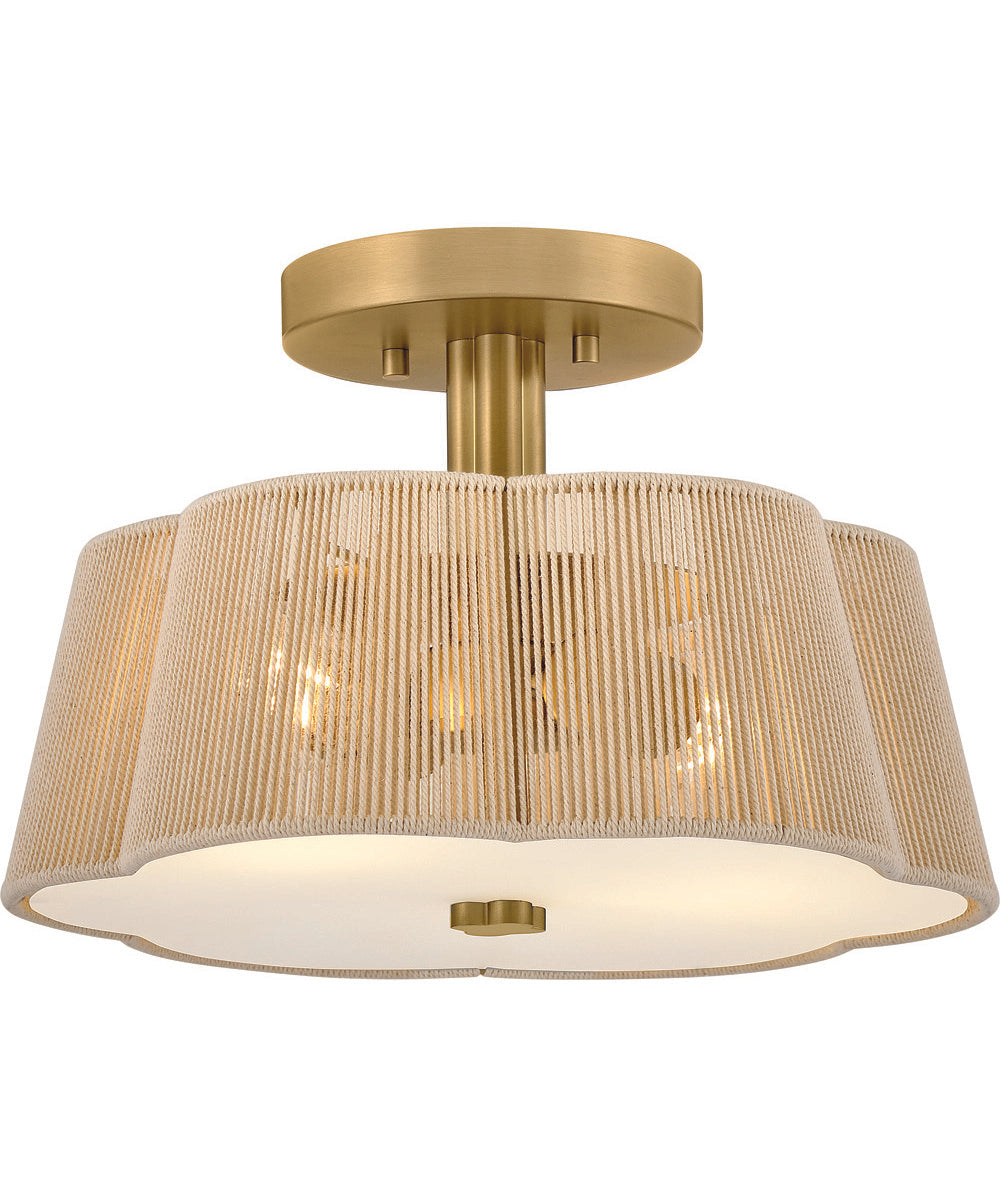 Sasha 2-Light Small Semi-Flush Mount in Lacquered Brass