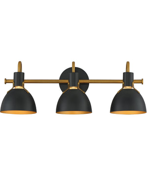 Dusk 3-Light Wall Sconce Black / Antique Brass