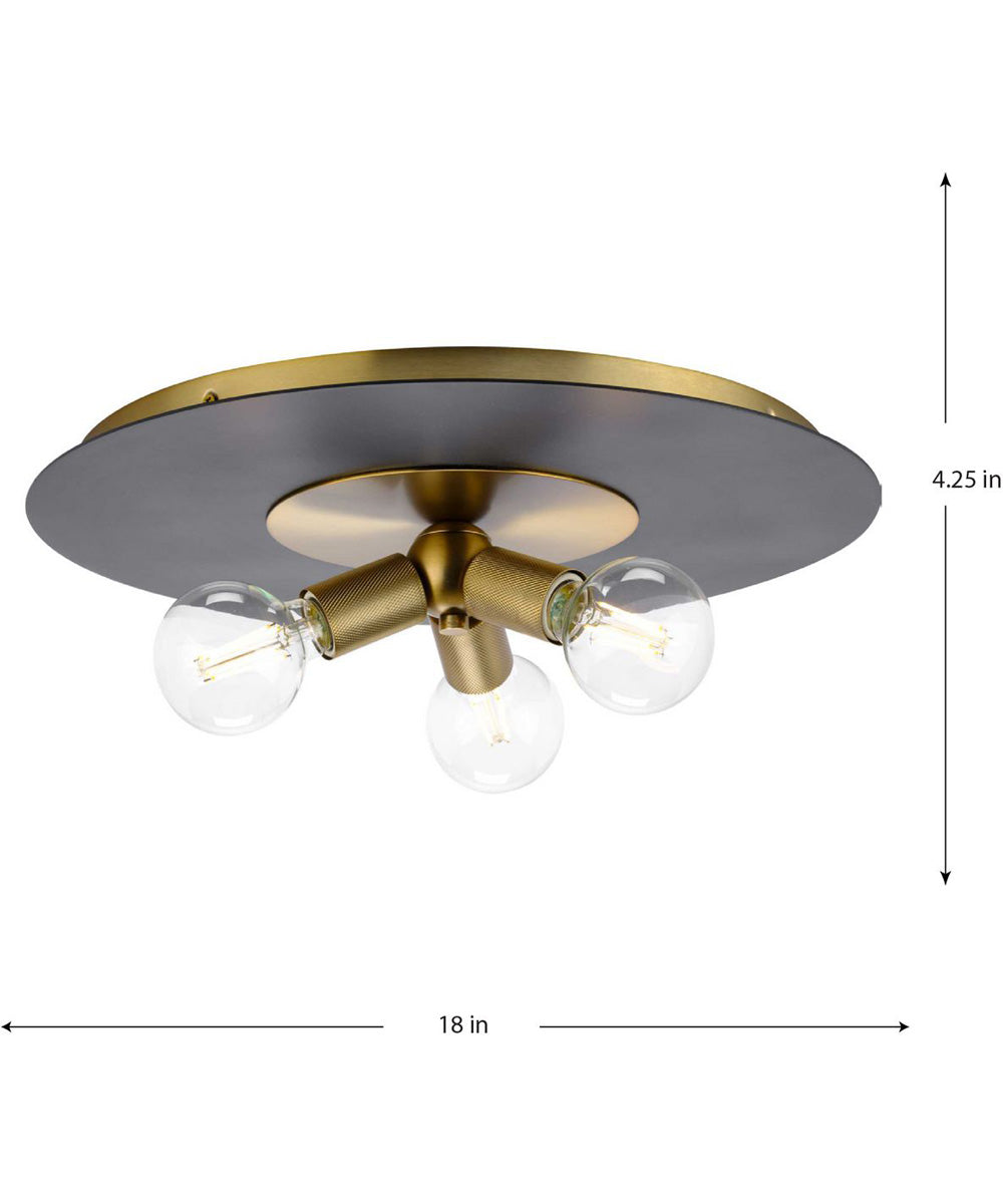 Trimble 3-Light 18" Flush Mount Brushed Bronze