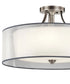 28"w Lacey 5-Light Semi Flush Ceiling Light Antique Pewter with White Organza and Satin-Etched Glass Shade