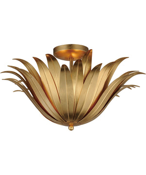 Firenze 3-Light Semi-Flush/Pendant Convertible Gold Leaf