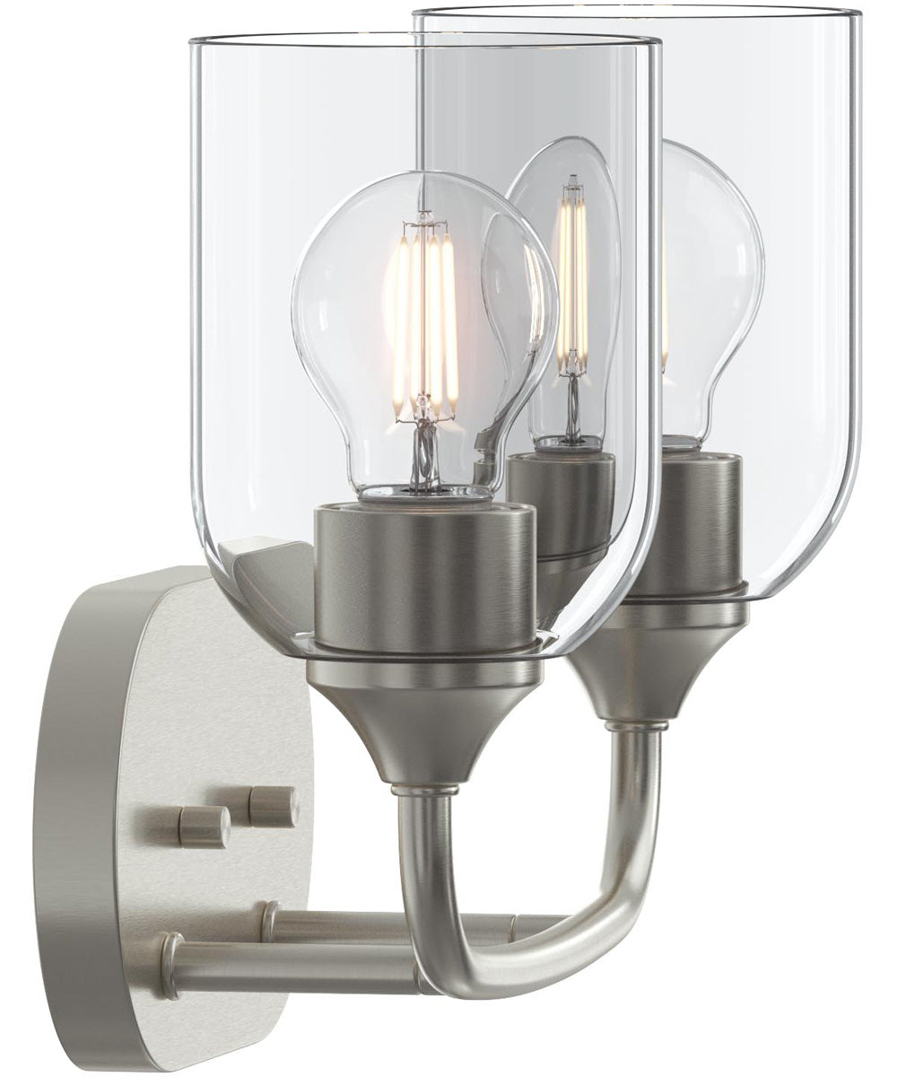 Ilia 2-Light Bath Vanity with Clear Glass Shade Brushed Nickel