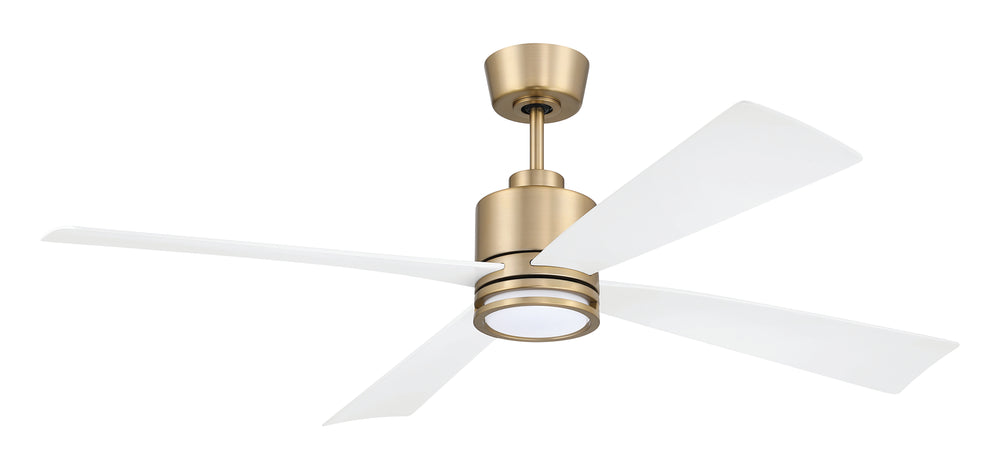 Rhett 52" 4-Blade Indoor/Outdoor Ceiling Fan Damp Rated 1-Light Fan Satin Brass