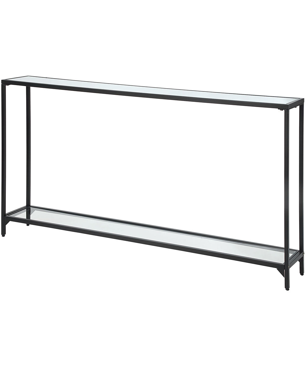 Console Table with Mirrored Shelves in Satin Black