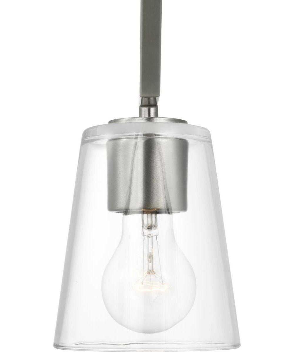 Vertex 3-Light Clear Glass Convertible Chandelier Brushed Nickel