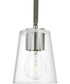 Vertex 3-Light Clear Glass Convertible Chandelier Brushed Nickel