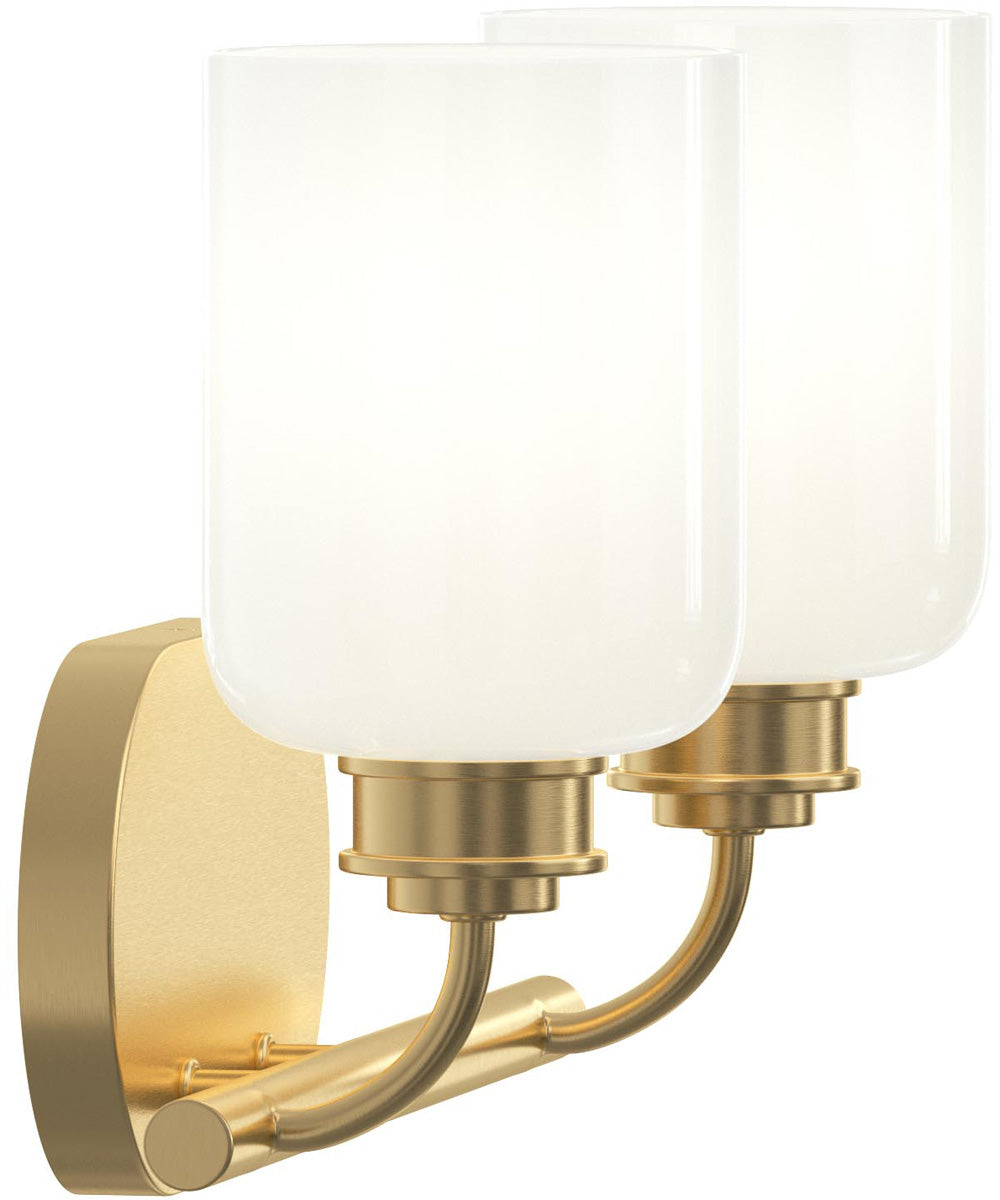 Reines 2-Light Bath Vanity with Opal Glass Shades Brushed Gold